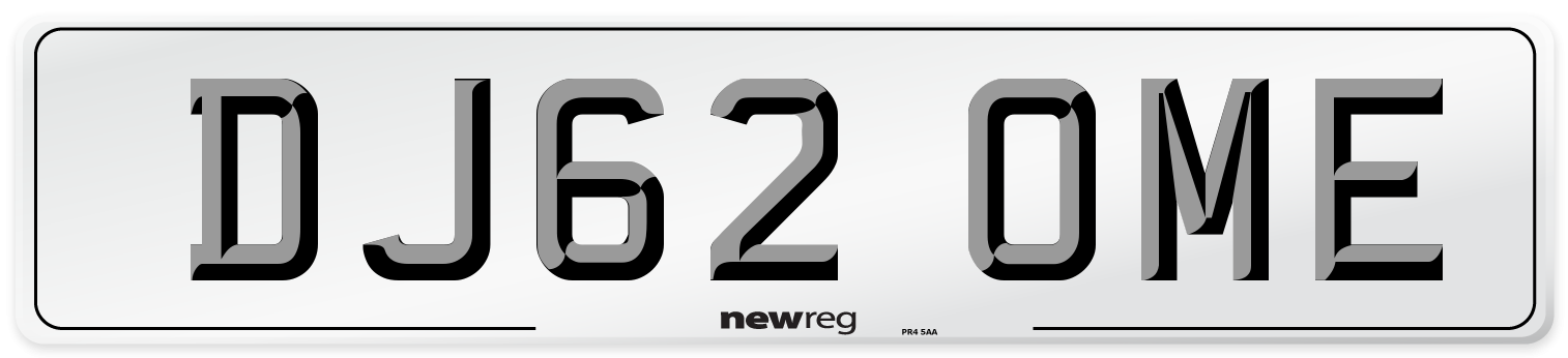 DJ62 OME Number Plate from New Reg